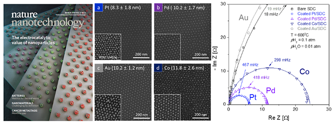 Figure 1. Cover image for March 2019 of Nature Nanotechnology and new analytical platform for evaluation of inherent electrocatalytic activity of metal nanoparticles